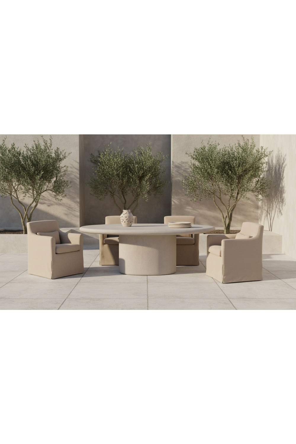 Modern European furniture - Concrete Oval Outdoor Dining Table - www.oroa.com
