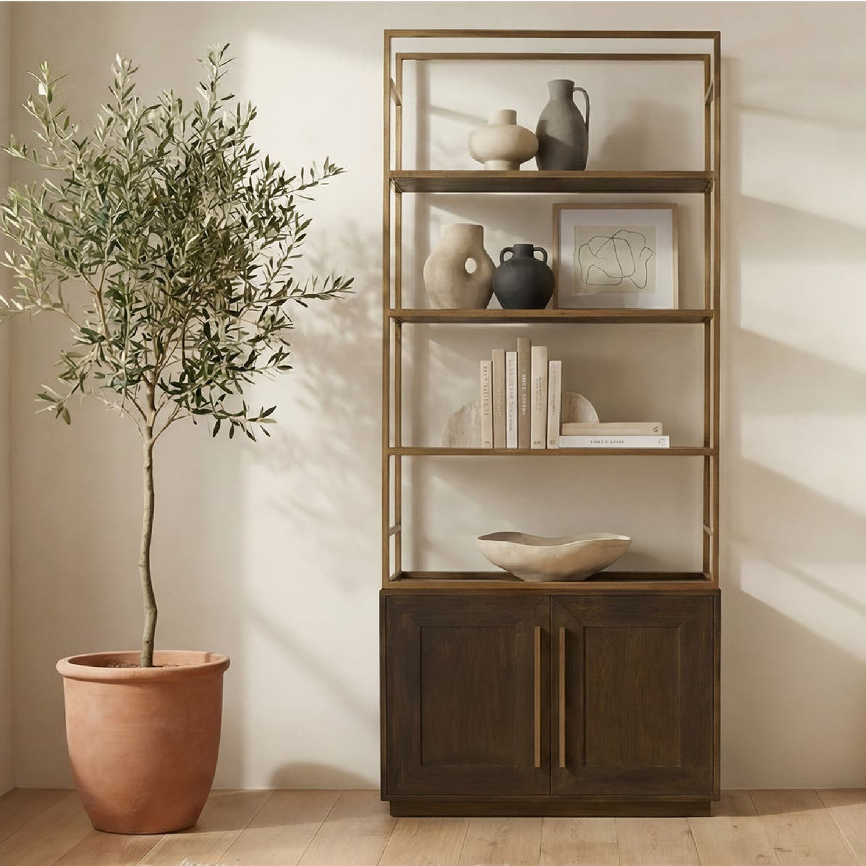 Modern European furniture - Solid Oak 2-Door Bookshelf - www.oroa.com