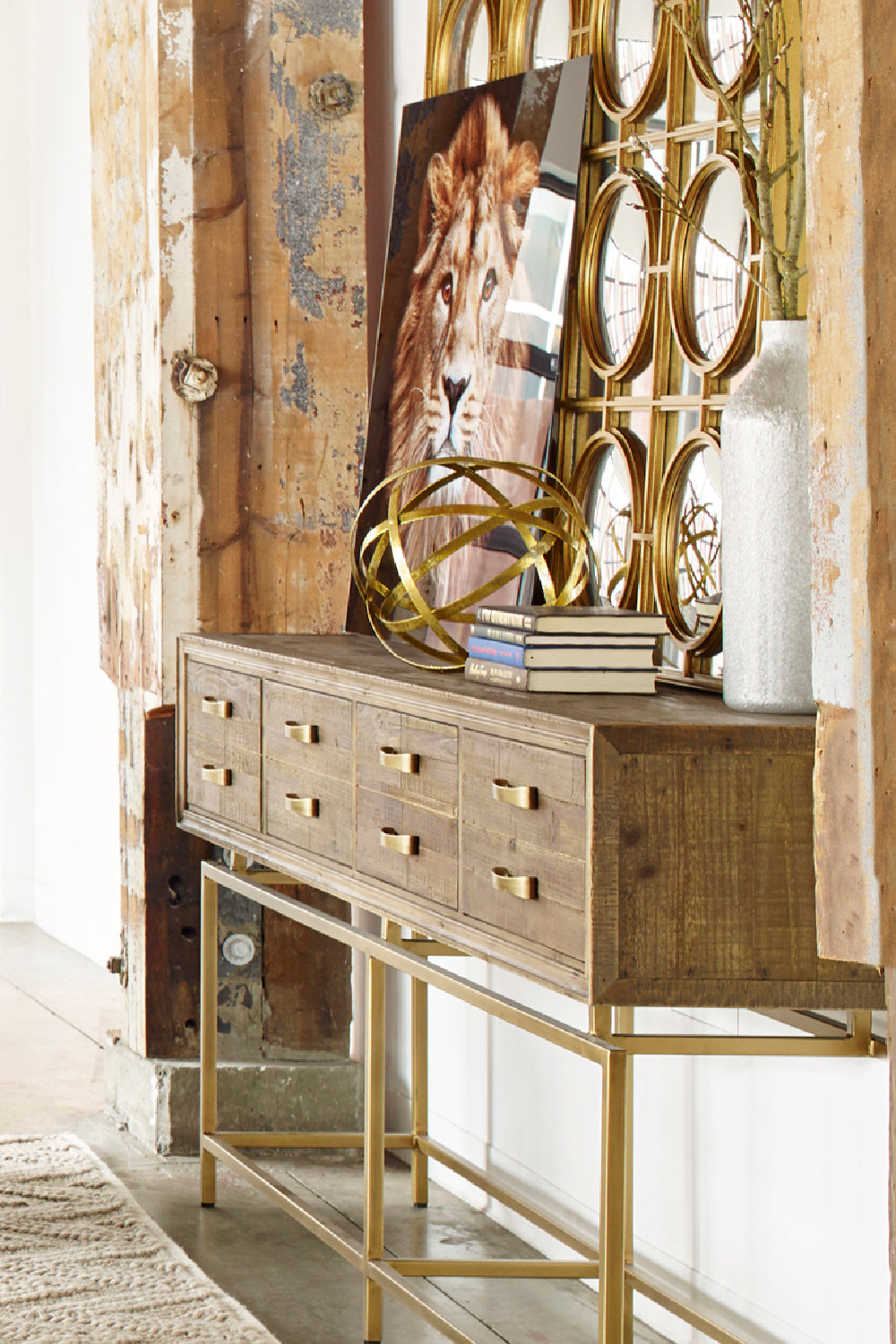 Modern European furniture - Fir Wood 4-Drawer Console Table - www.oroa.com