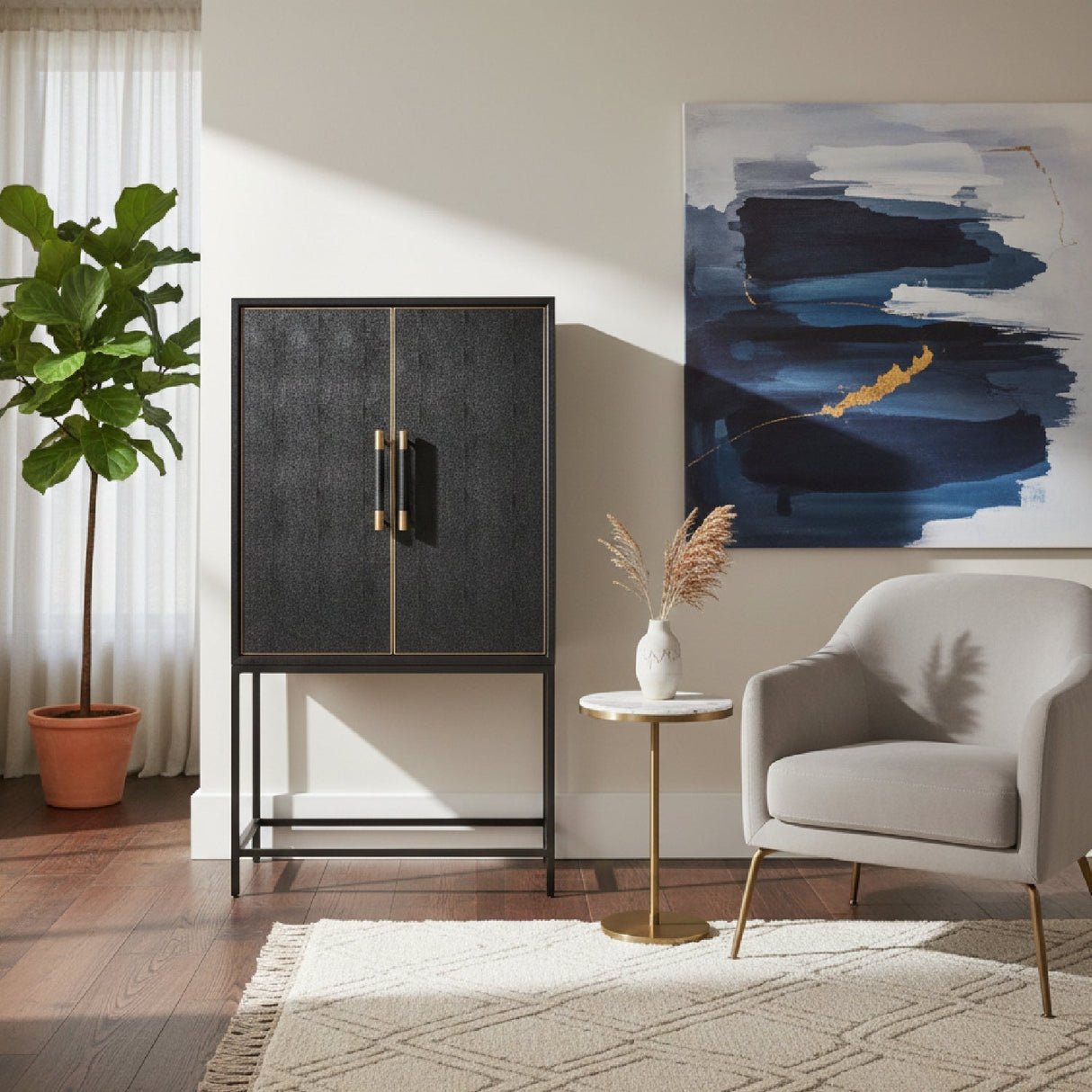 Modern European furniture - Solid Oak Bar Cabinet - www.oroa.com