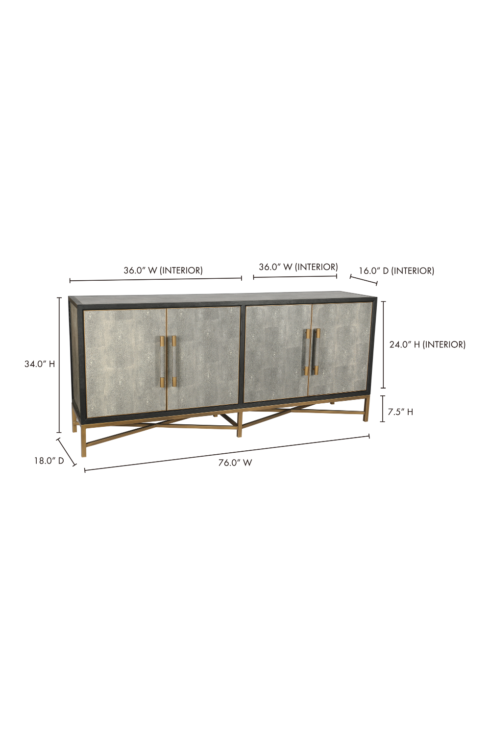 Modern European furniture - Vegan Leather 4-Door Sideboard - www.oroa.com