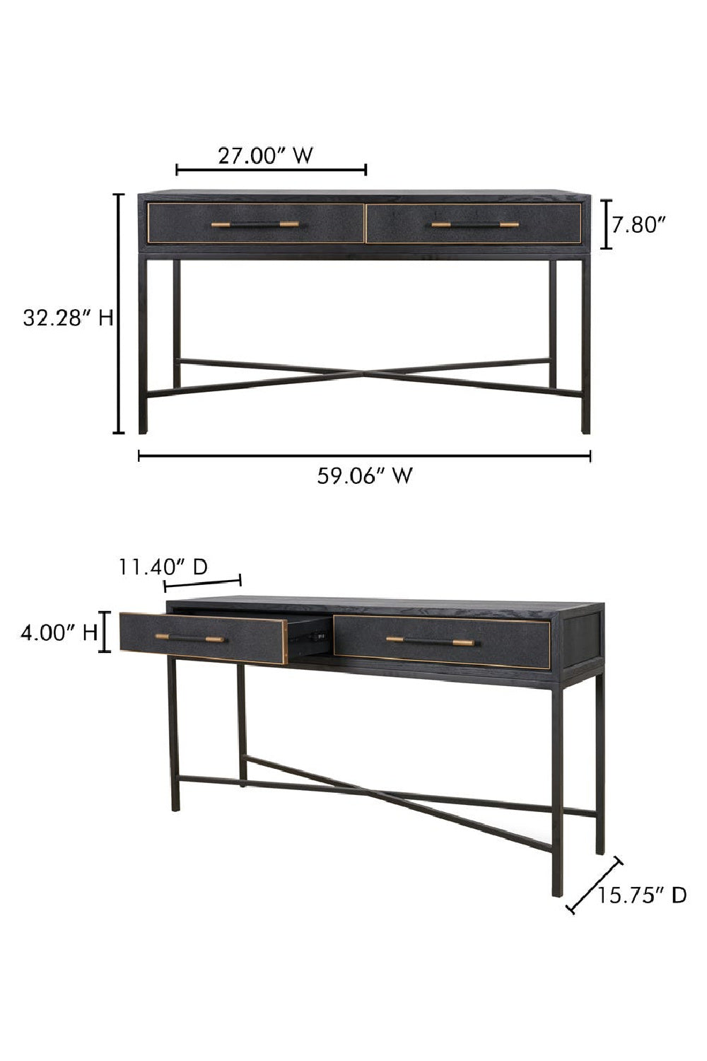 Modern European furniture - Black Vegan Leather Console Table - www.oroa.com