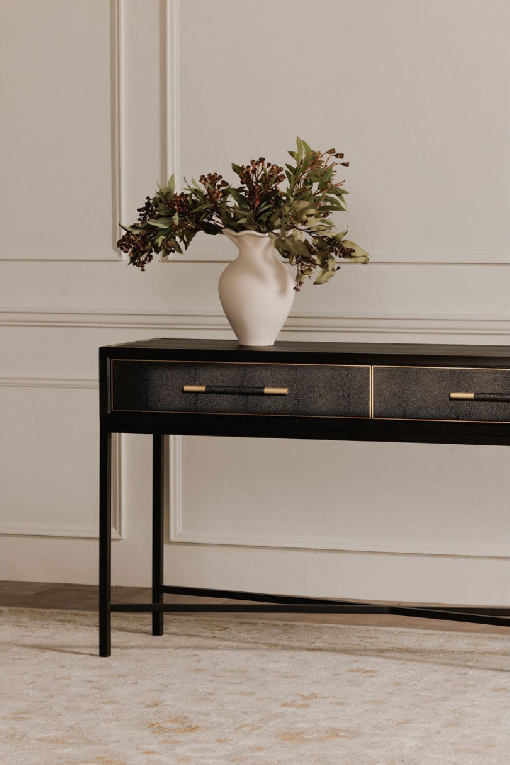 Modern European furniture - Black Vegan Leather Console Table - www.oroa.com | Oroa.com
