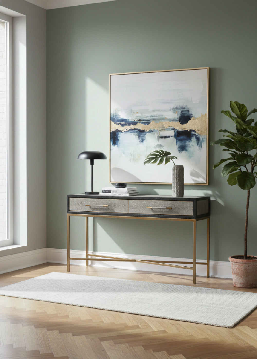 Modern European furniture - Gray Shagreen 2-Drawer Console Table - www.oroa.com | Oroa.com