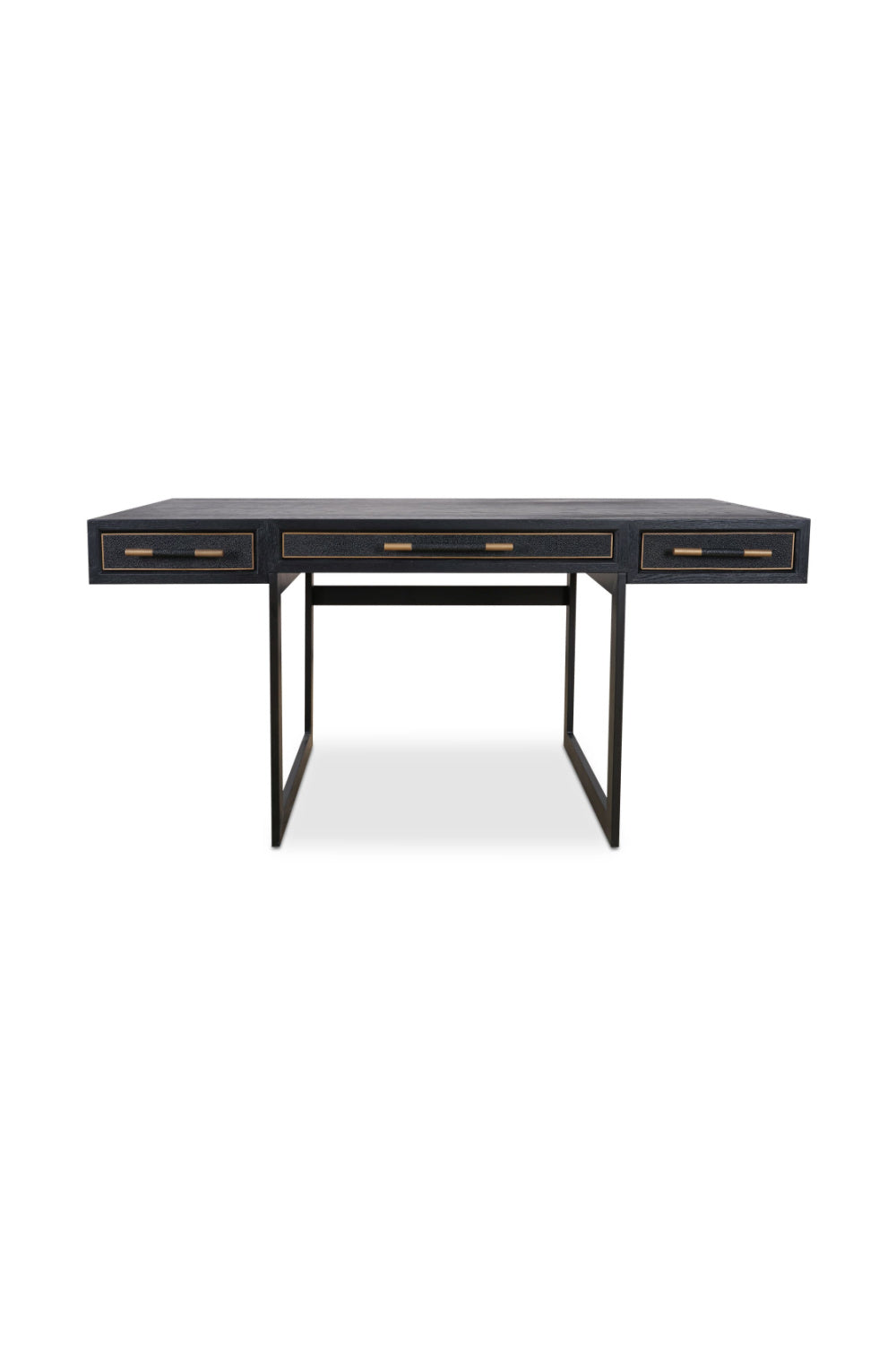 Modern European furniture - Black Vegan Leather 3-Drawer Desk - www.oroa.com
