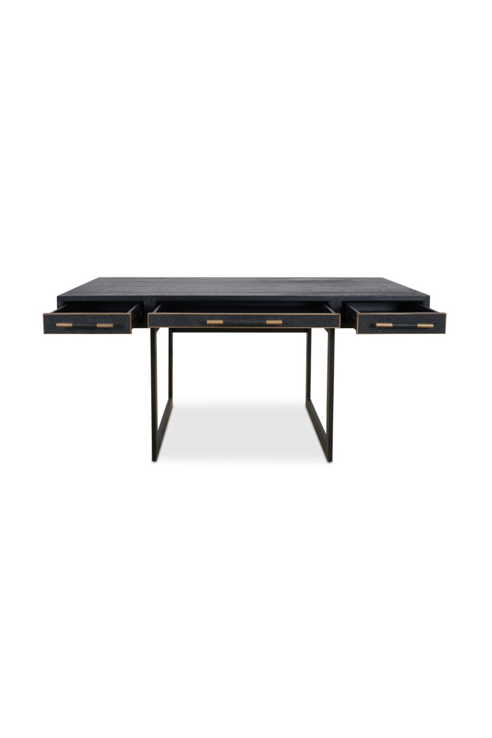 Modern European furniture - Black Vegan Leather 3-Drawer Desk - www.oroa.com