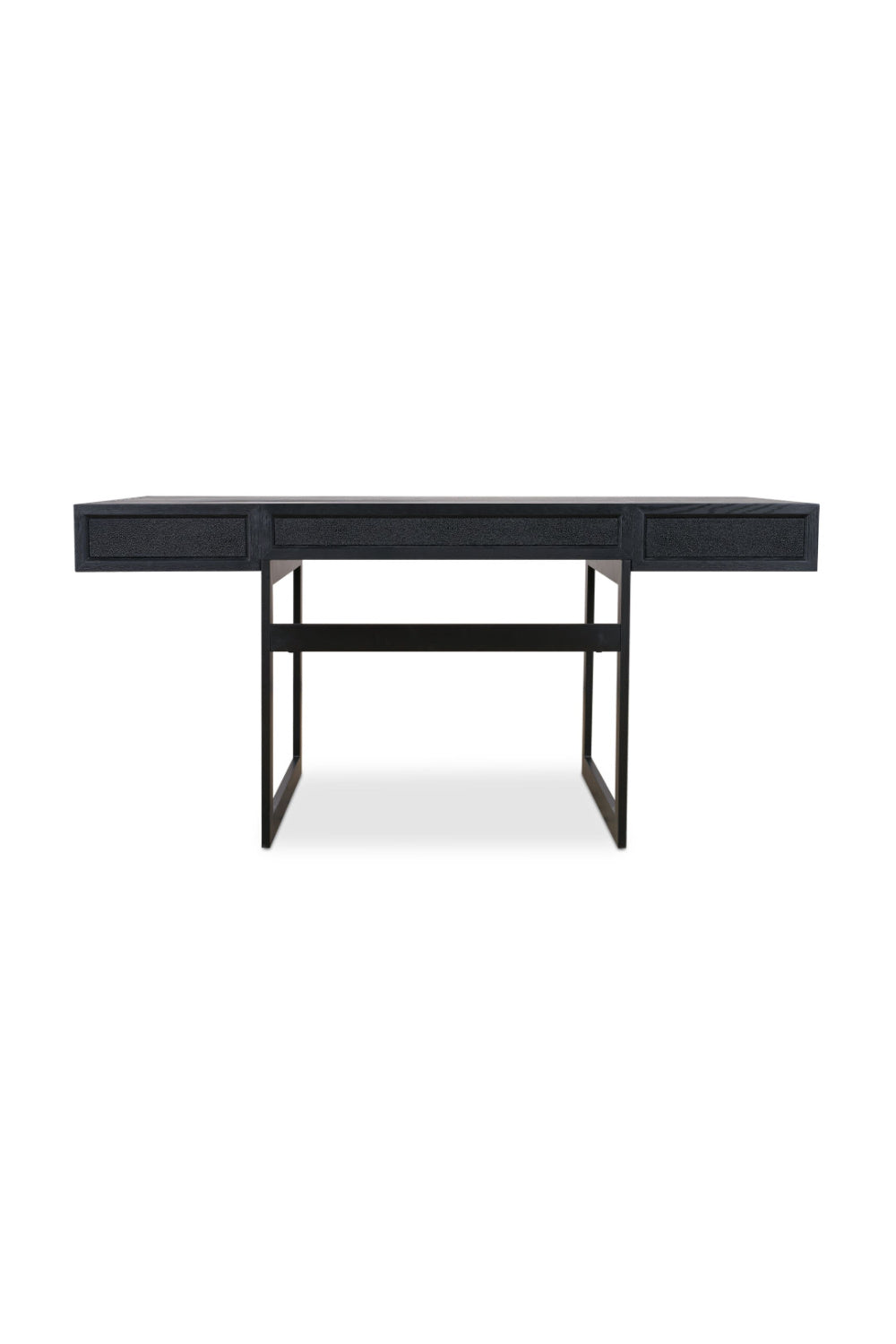 Modern European furniture - Black Vegan Leather 3-Drawer Desk - www.oroa.com