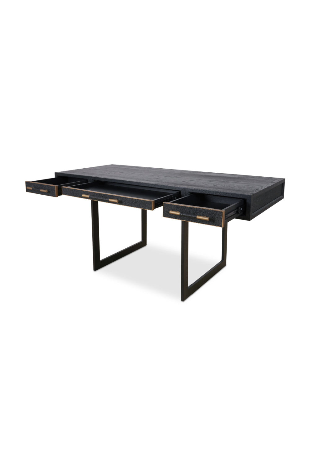 Modern European furniture - Black Vegan Leather 3-Drawer Desk - www.oroa.com