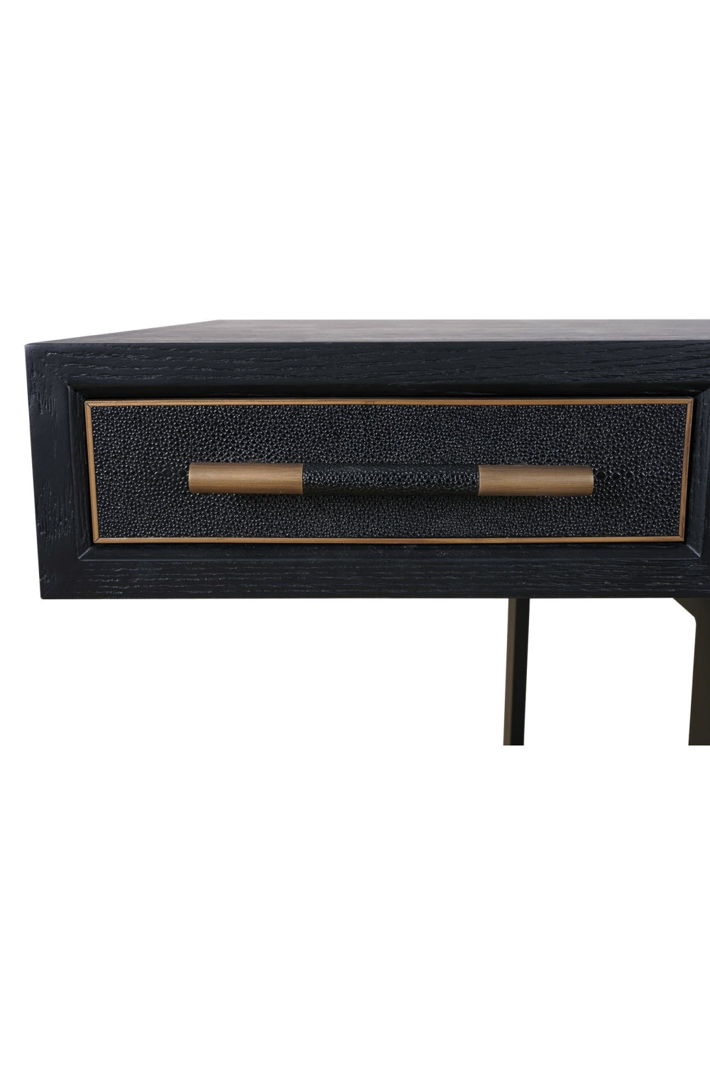 Modern European furniture - Black Vegan Leather 3-Drawer Desk - www.oroa.com