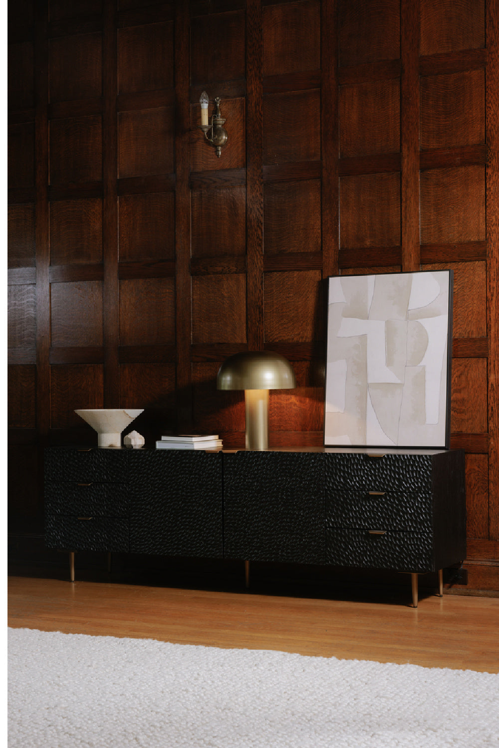 Modern European furniture - Black Relief Carved Sideboard - www.oroa.com