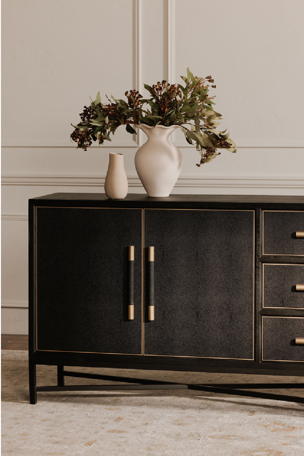 Modern European furniture - Vegan Leather 4-Door Sideboard - www.oroa.com