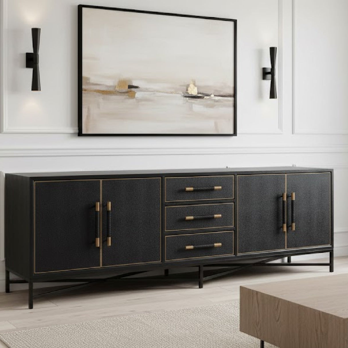 Modern European furniture - Vegan Leather 4-Door Sideboard - www.oroa.com