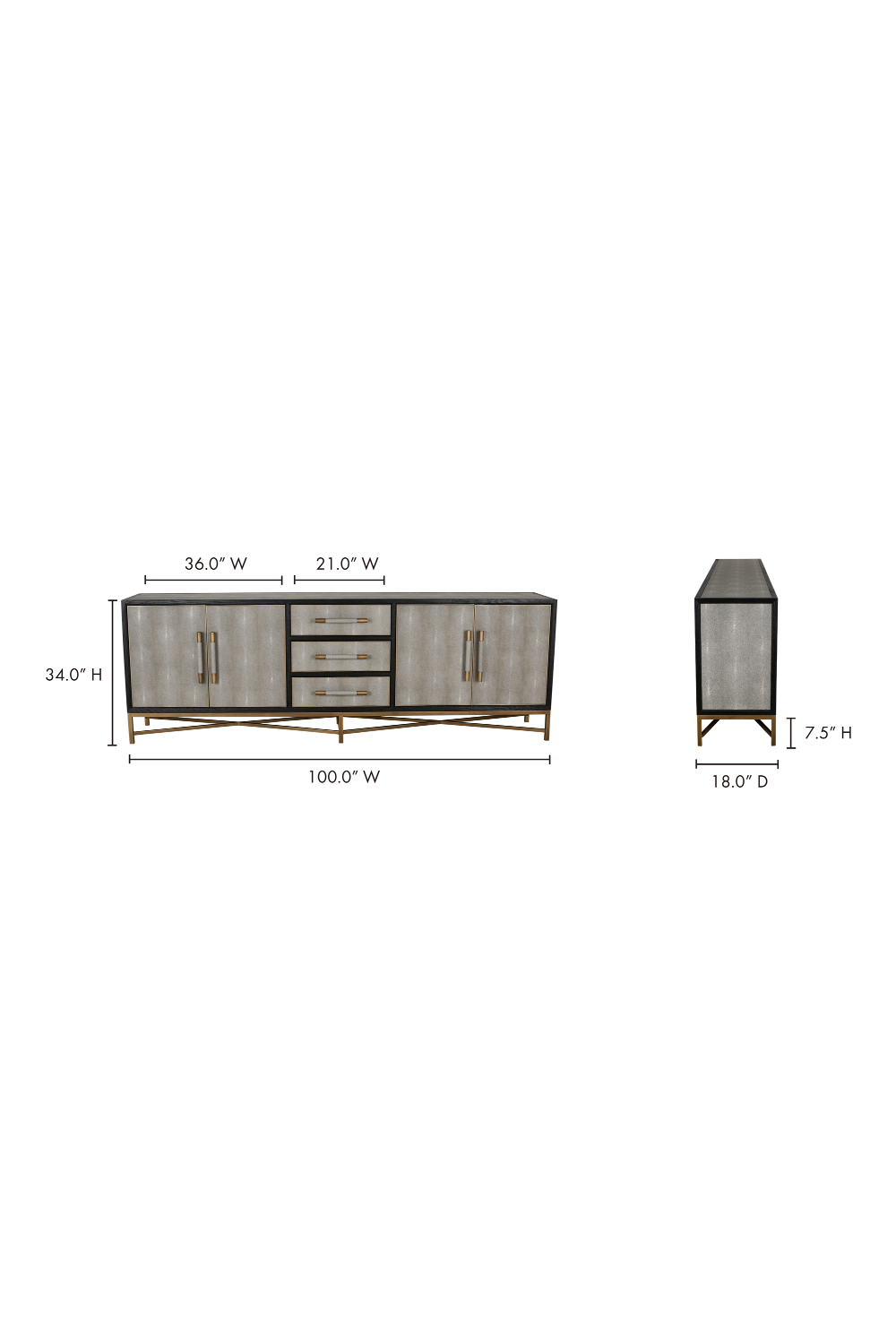 Modern European furniture - Vegan Leather 4-Door Sideboard - www.oroa.com