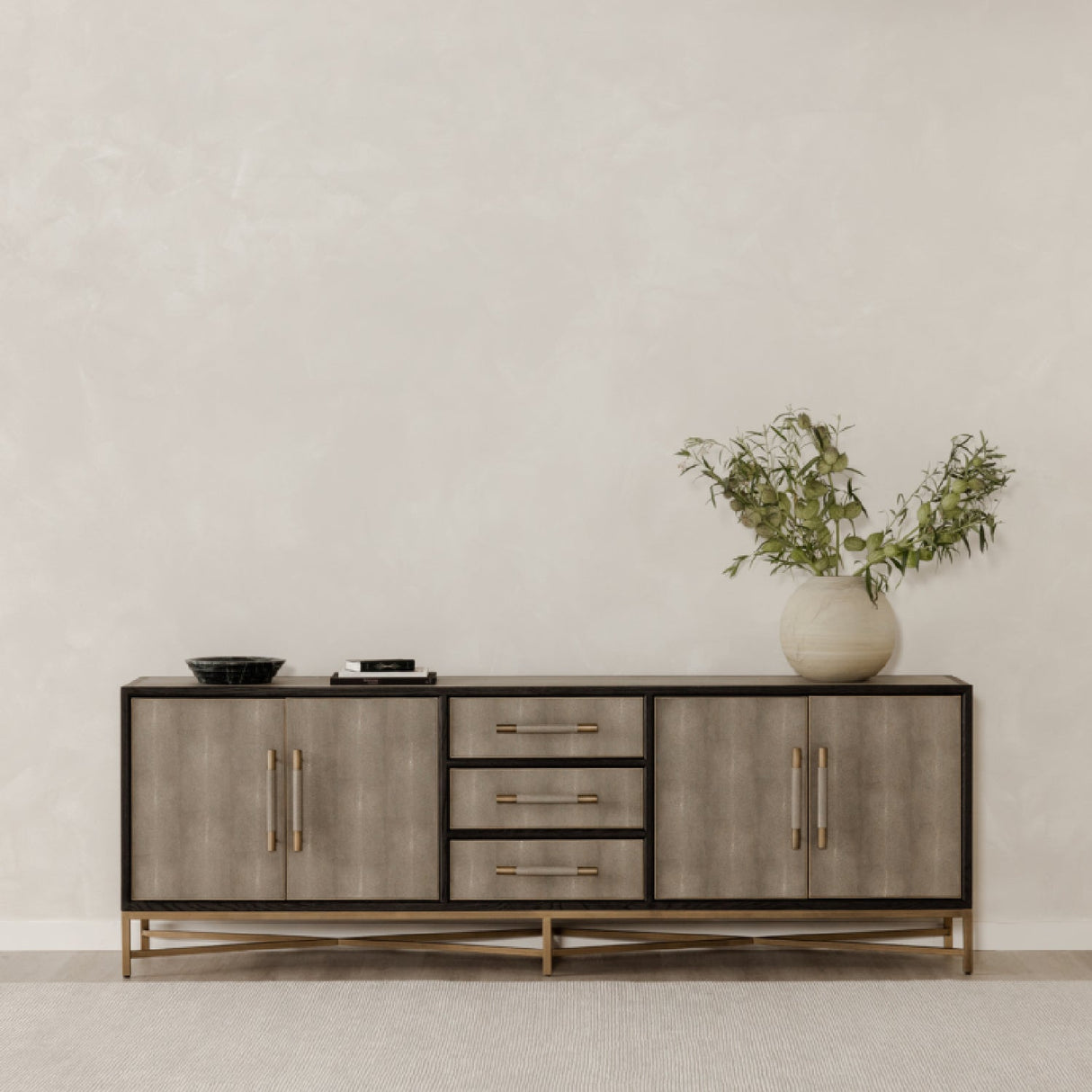 Modern European furniture - Vegan Leather 4-Door Sideboard - www.oroa.com
