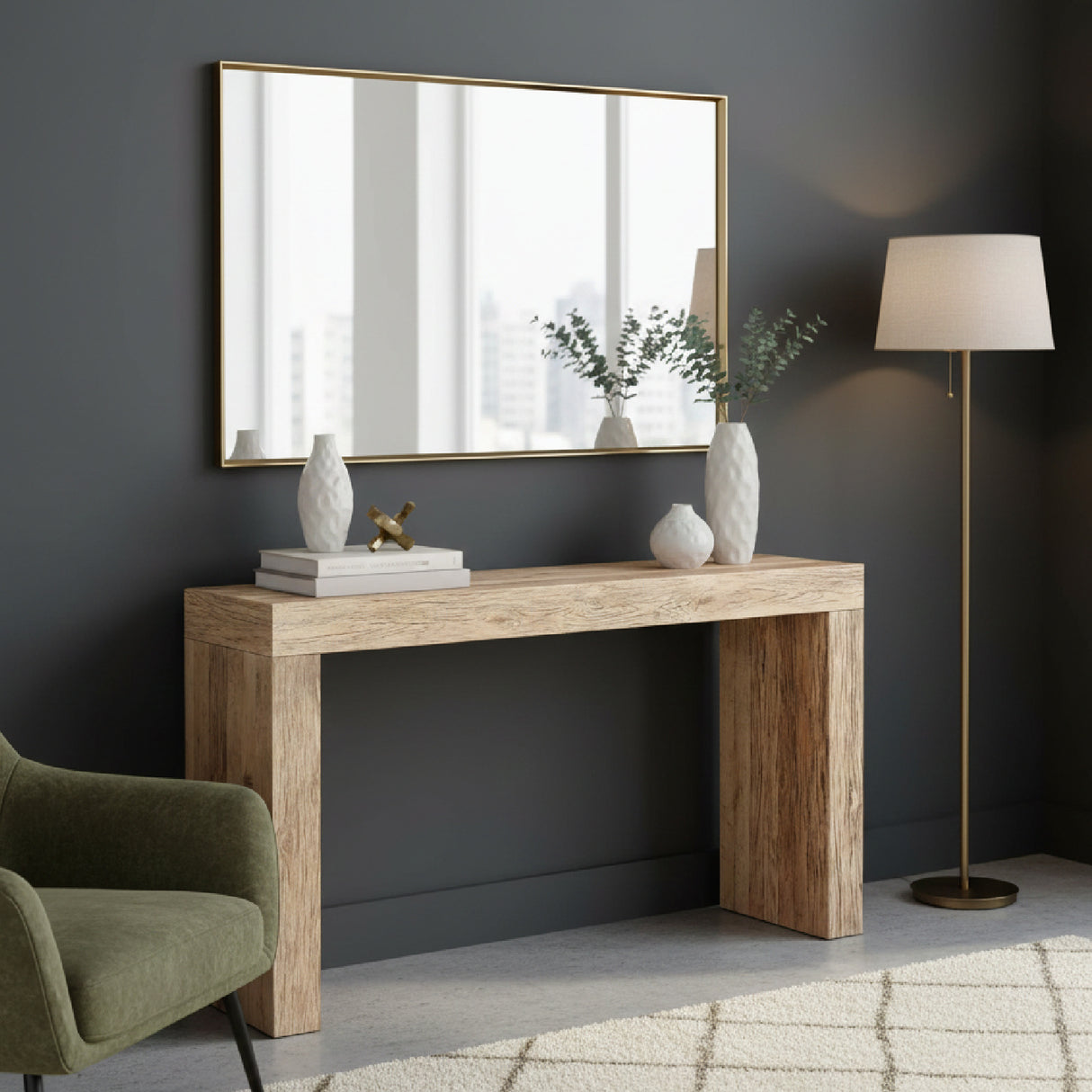 Modern European furniture - Rustic Oak Console Table - www.oroa.com