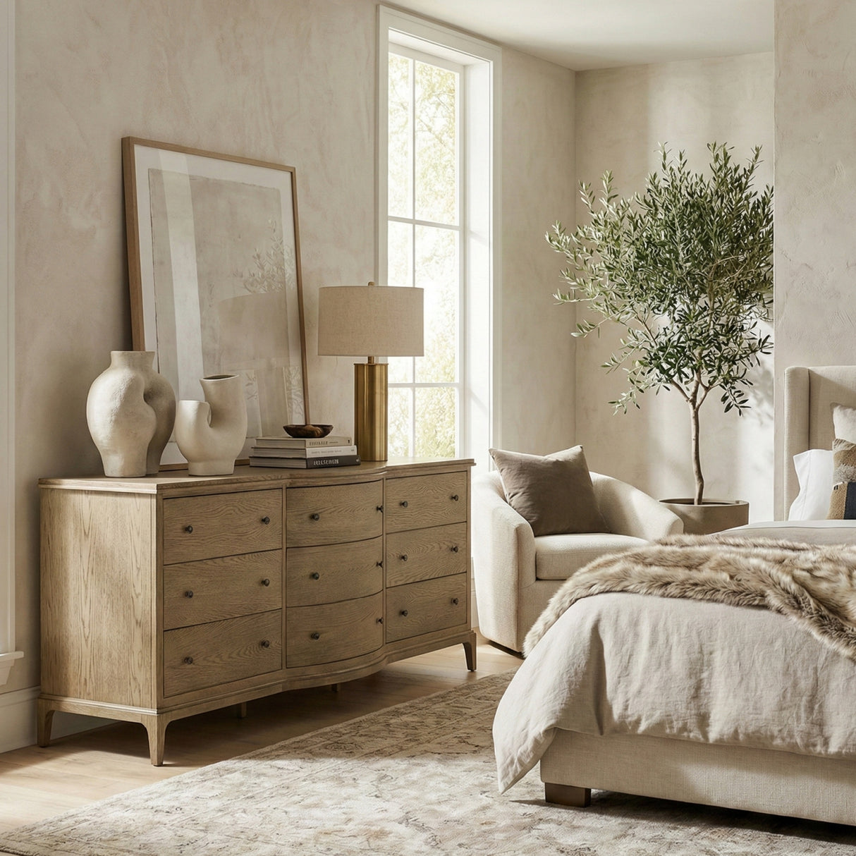 Modern European furniture - Brown Oak 9-Drawer Dresser - www.oroa.com