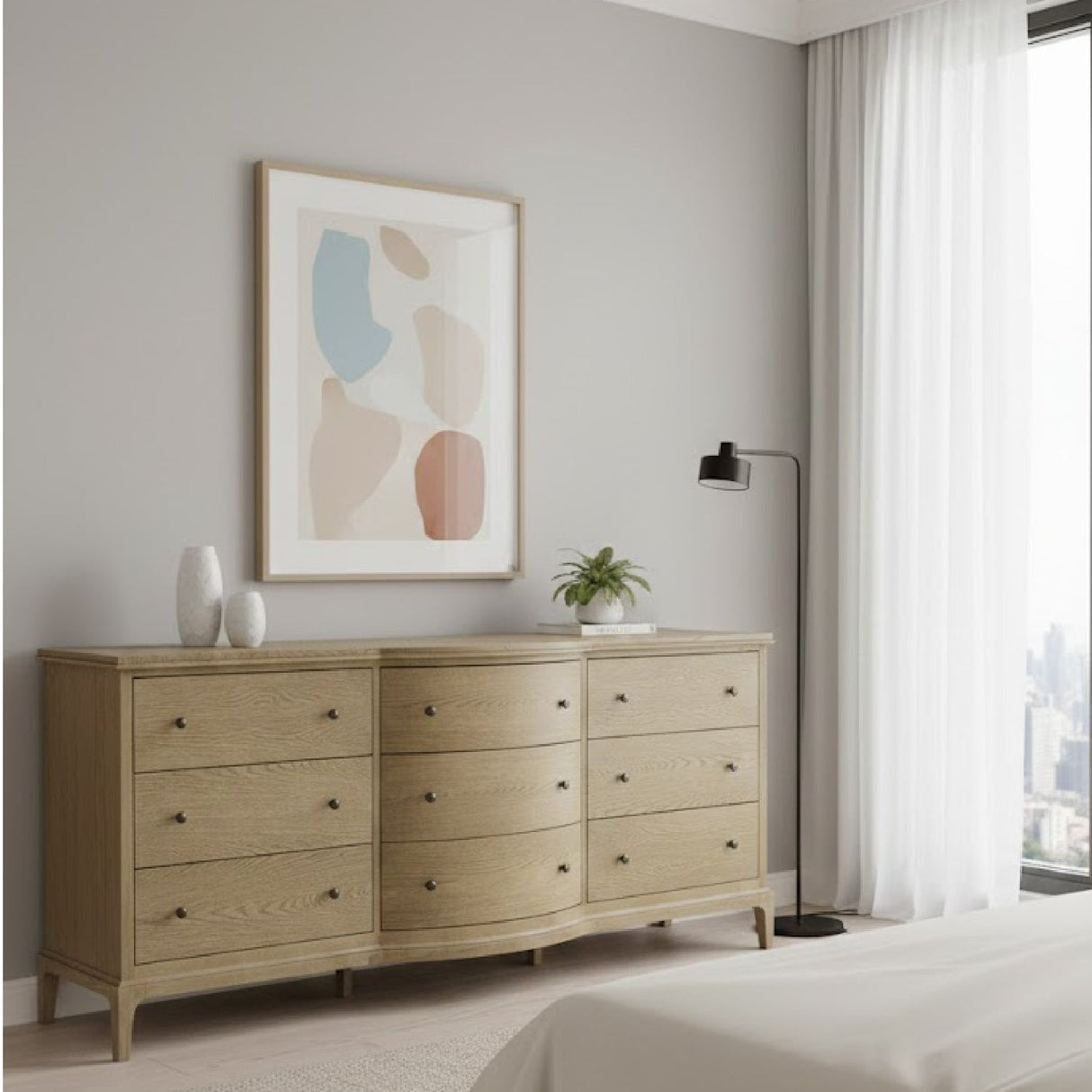 Modern European furniture - Brown Oak 9-Drawer Dresser - www.oroa.com