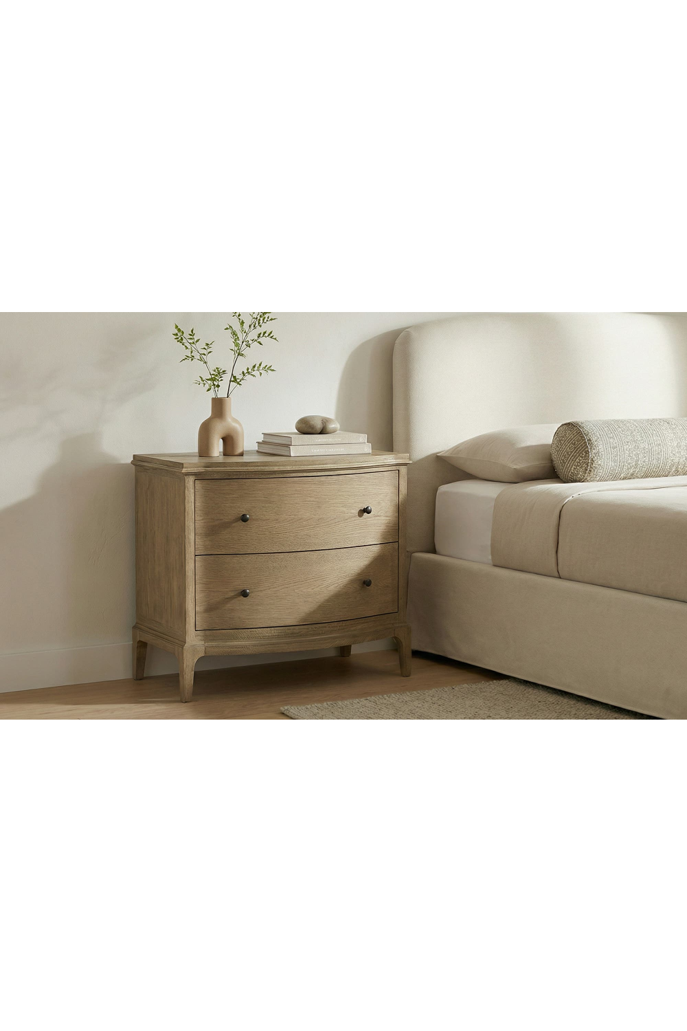 Modern European furniture - Brown Oak 2-Drawer Nightstand - www.oroa.com