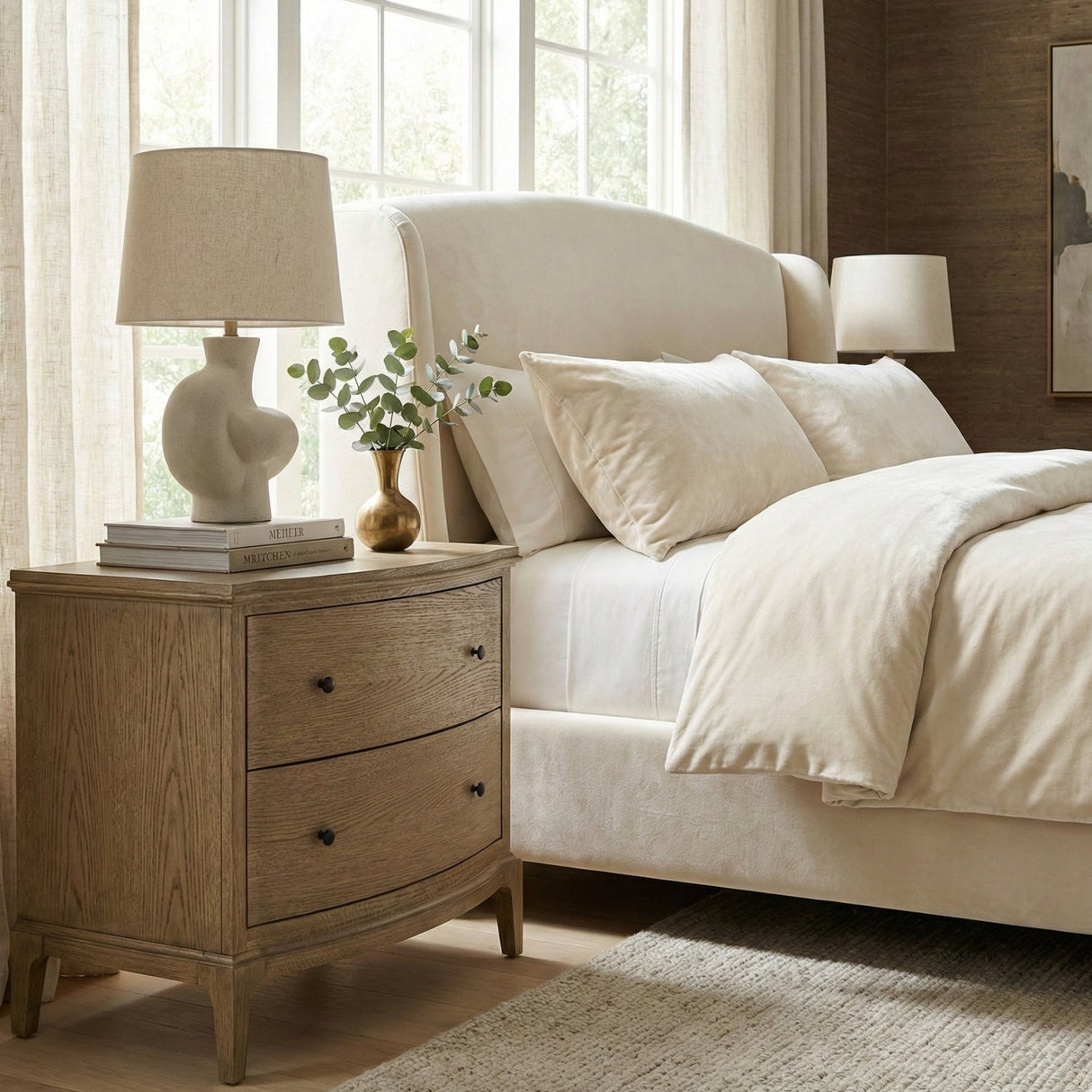 Modern European furniture - Brown Oak 2-Drawer Nightstand - www.oroa.com