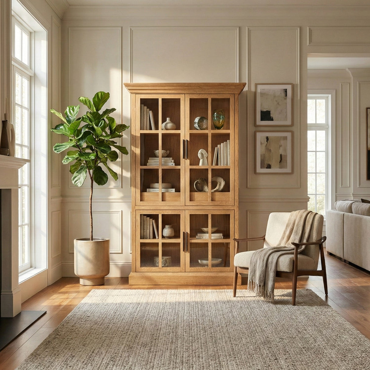 Modern European furniture - Oak 4-Door Tall Cabinet - www.oroa.com