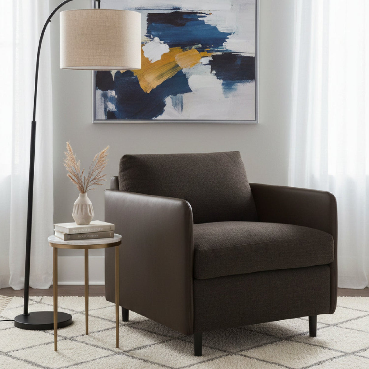 Modern European furniture - Leather Arm Accent Chair - www.oroa.com