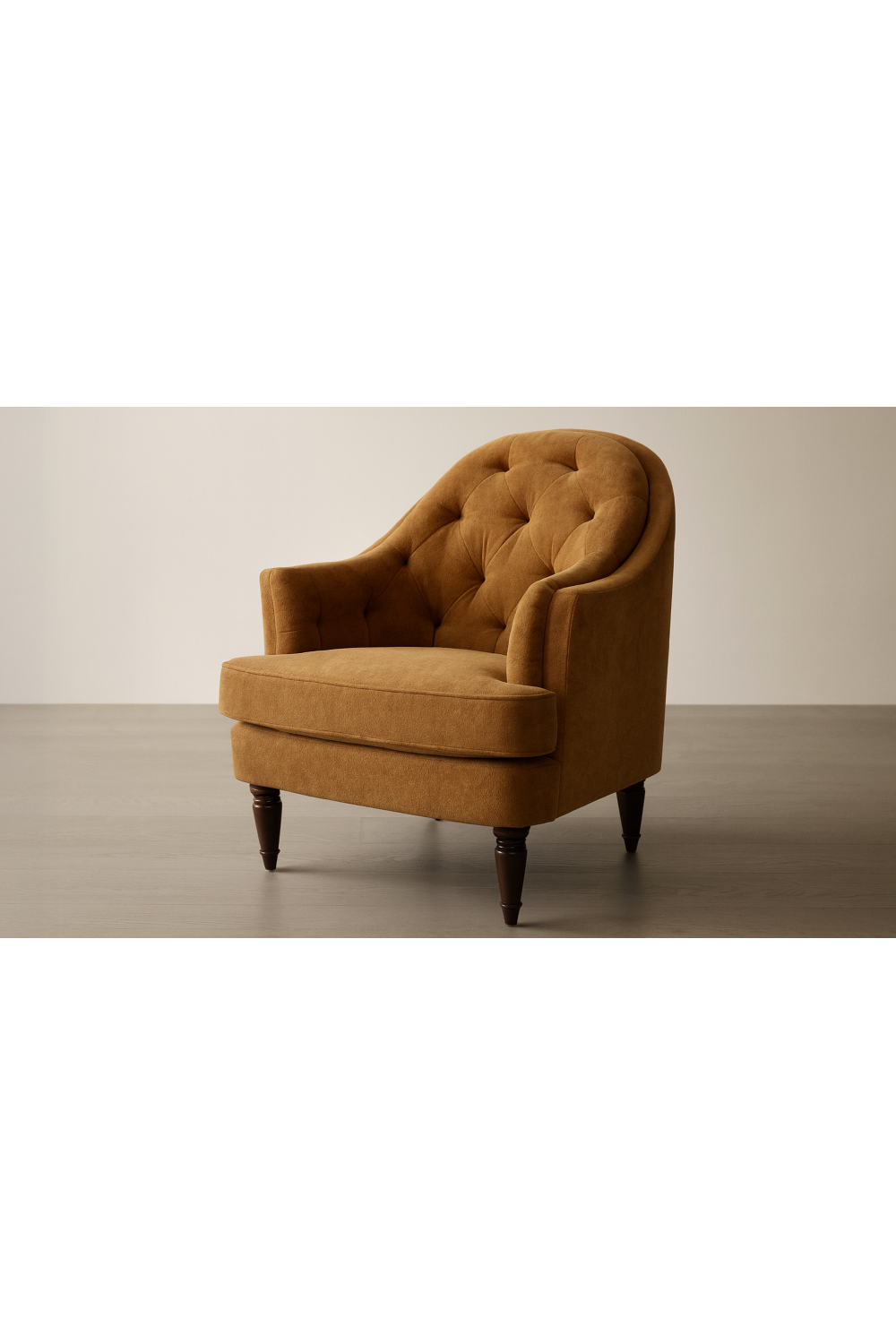 Modern European furniture -Tufted-Back Curved Accent Chair - www.oroa.com
