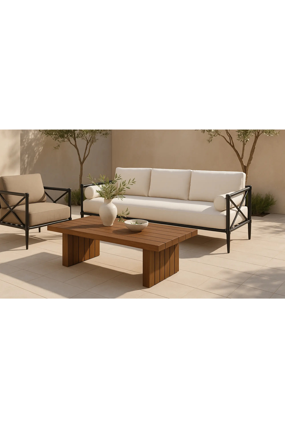 Modern European furniture - Cream Outdoor Sofa - www.oroa.com