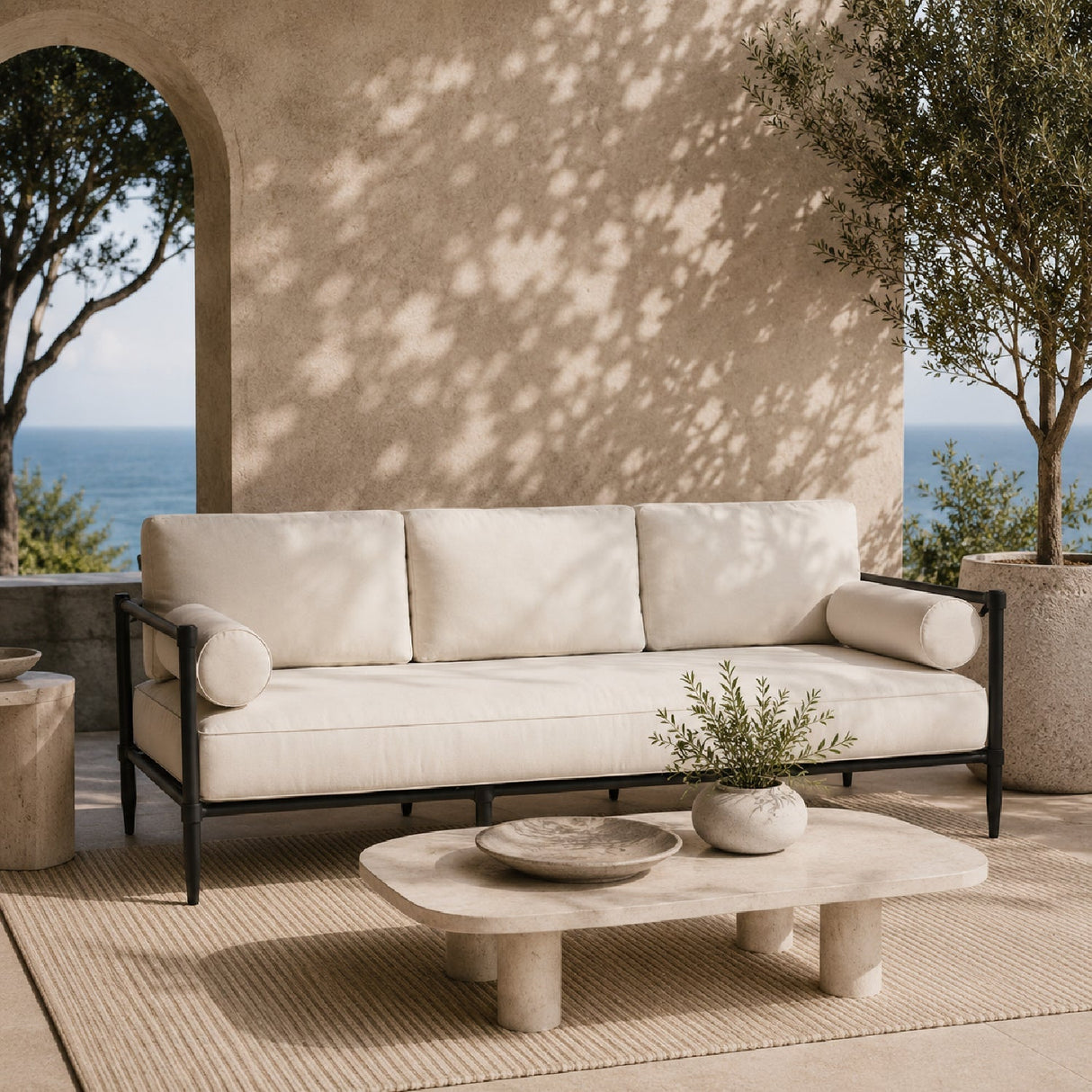 Modern European furniture - Cream Outdoor Sofa - www.oroa.com