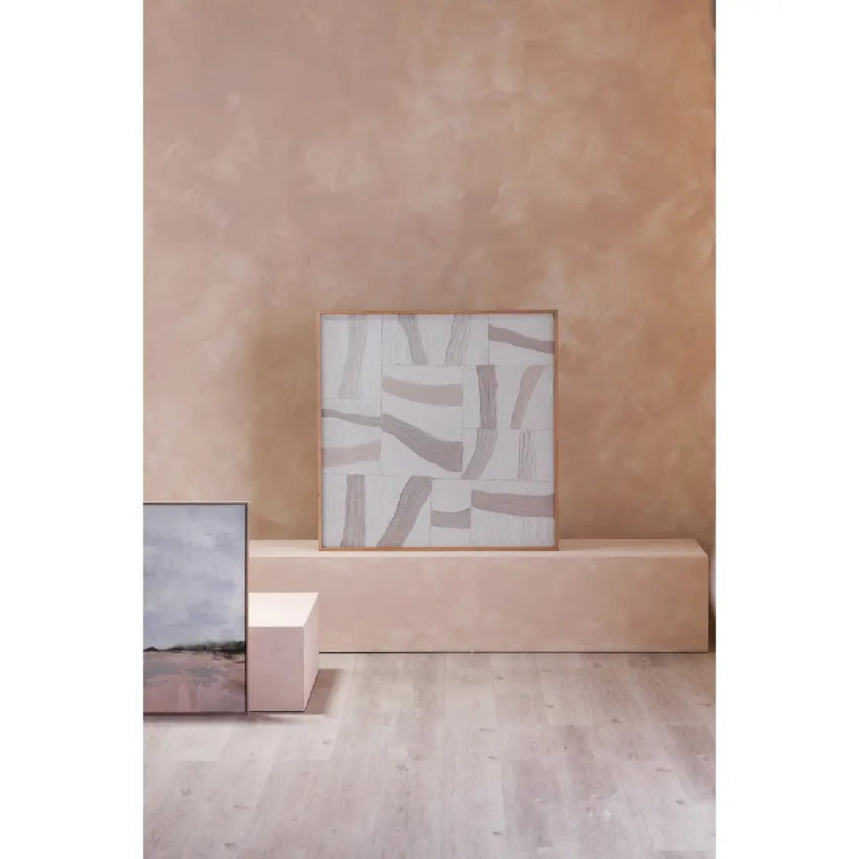 Modern European furniture - Light-Toned Strips Collage Painting - www.oroa.com
