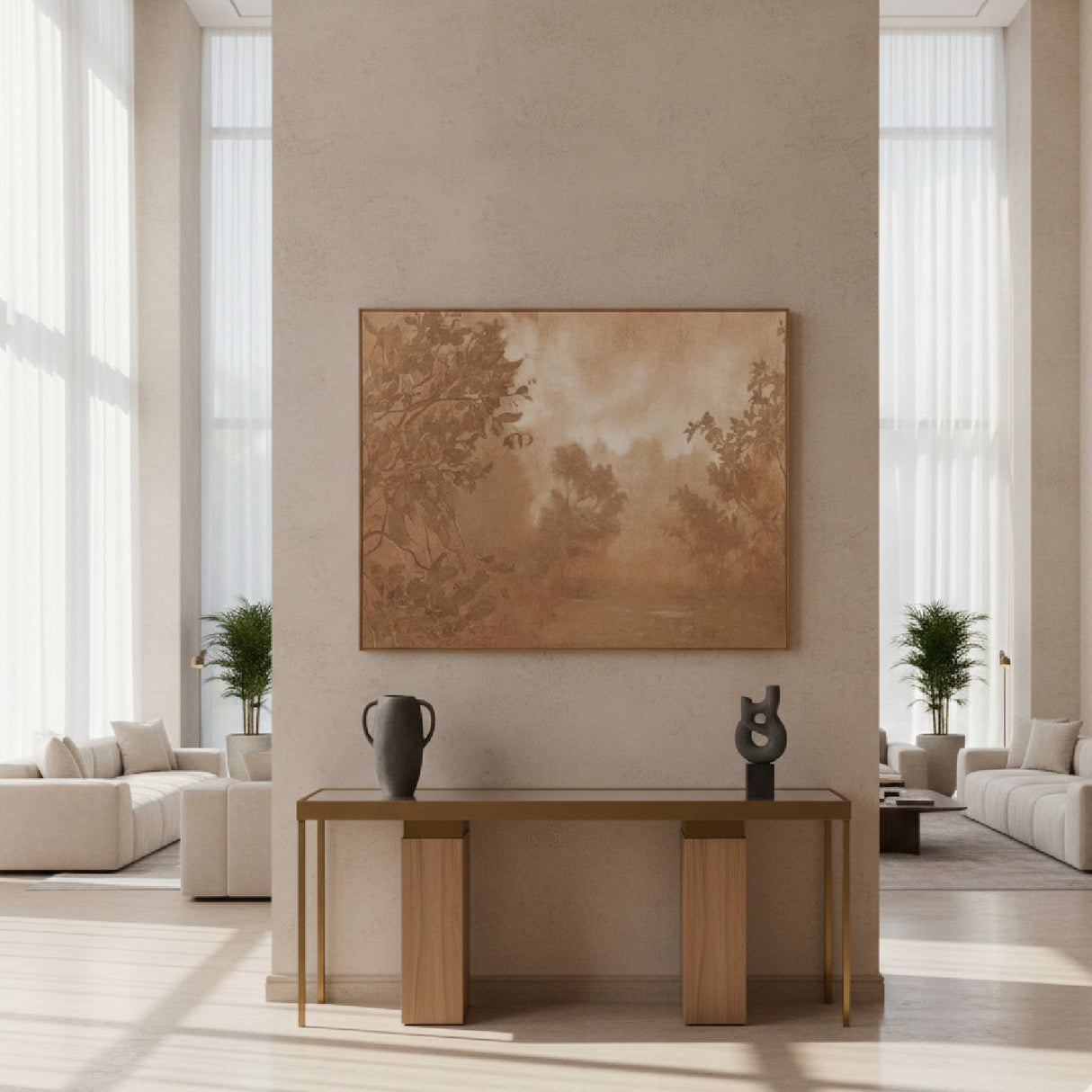 Modern European furniture - Aged Brown Forest Painting - www.oroa.com