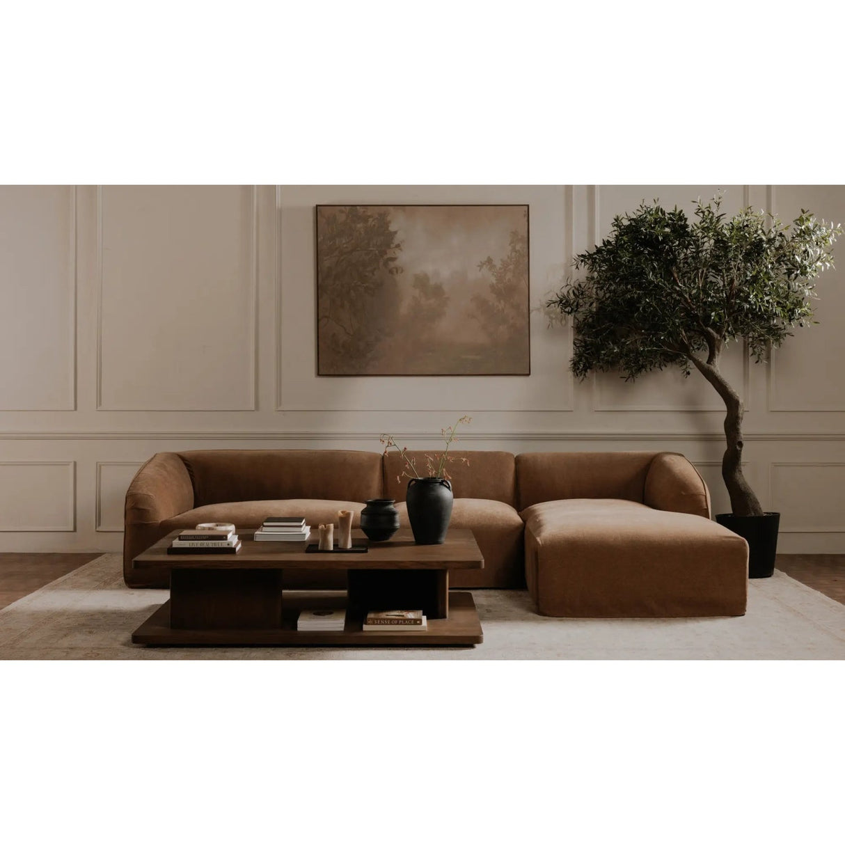 Modern European furniture - Aged Brown Forest Painting - www.oroa.com