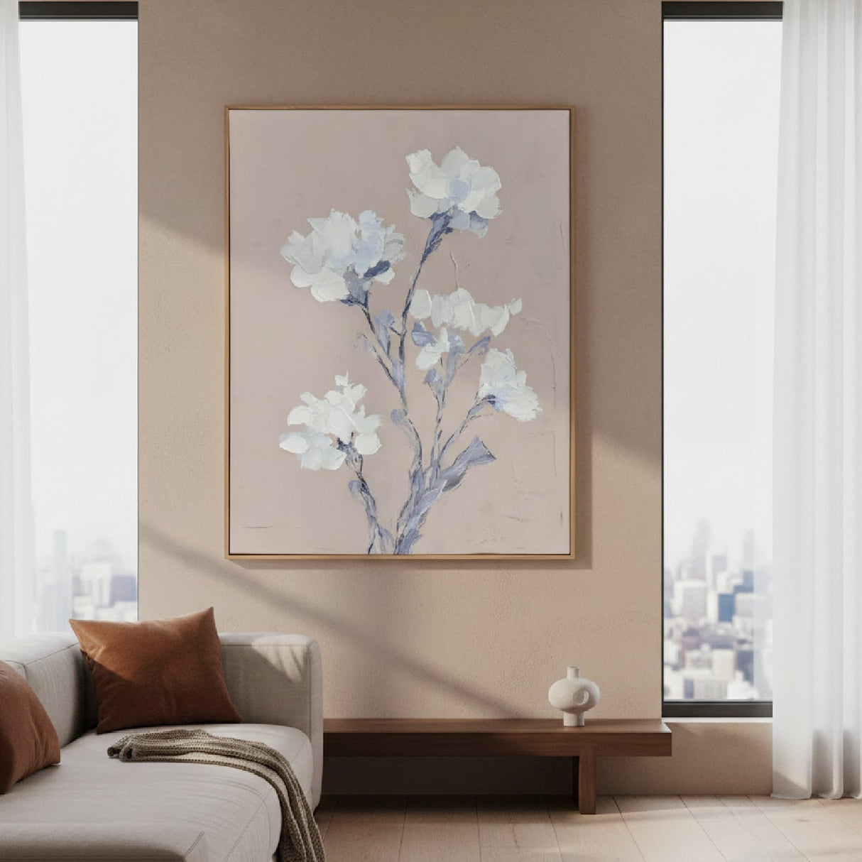 Modern European furniture - White Floral Framed Painting - www.oroa.com