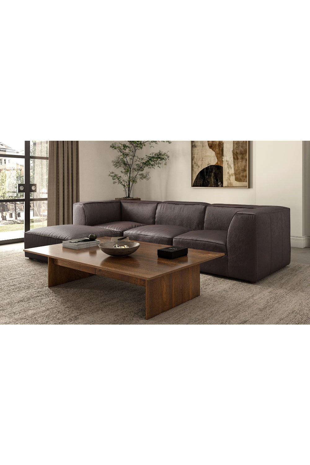 Modern European furniture - Brown Leather Slipper Chair - www.oroa.com