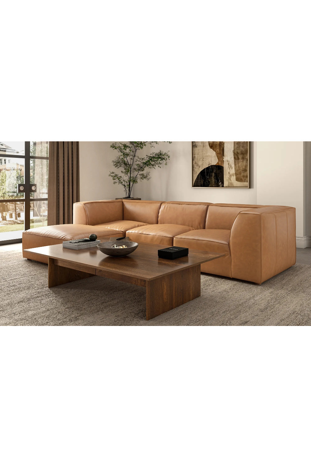 Modern European furniture - Tan Leather Slipper Chair - www.oroa.com