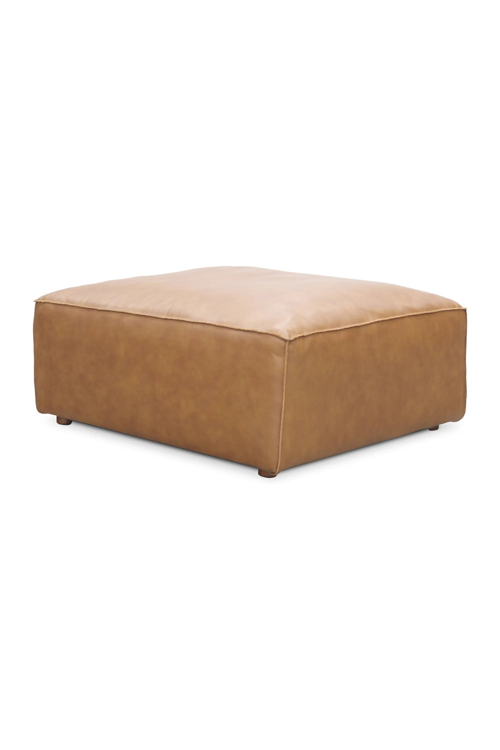 Tan Leather Square Ottoman | Novi Living Form | Oroa.com