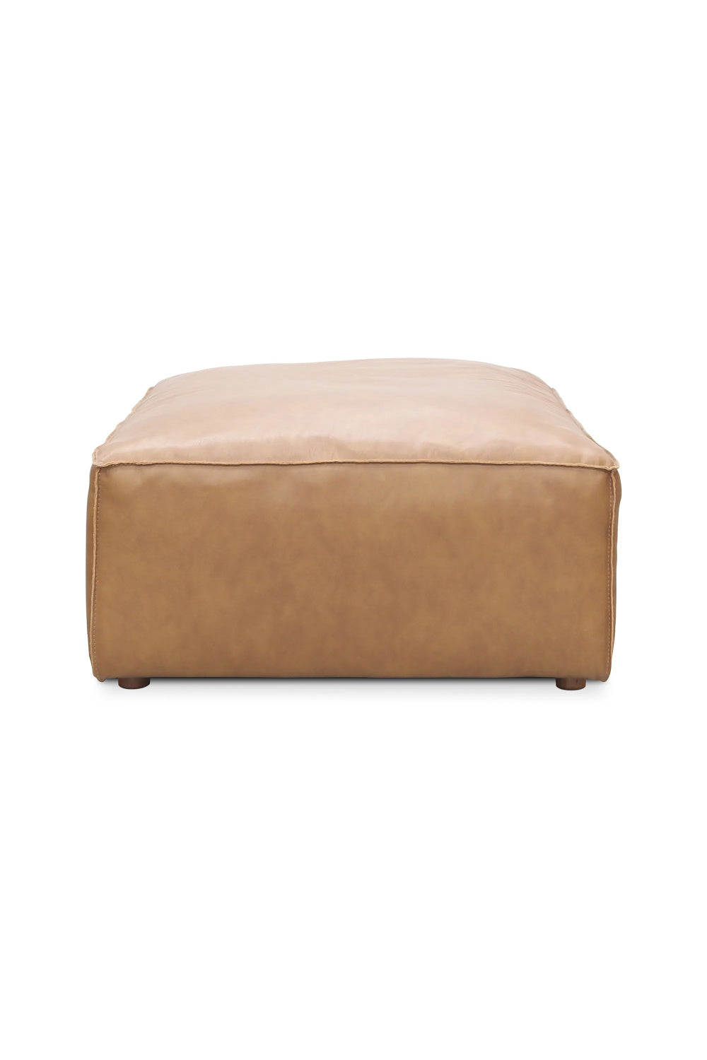 Tan Leather Square Ottoman | Novi Living Form | Oroa.com