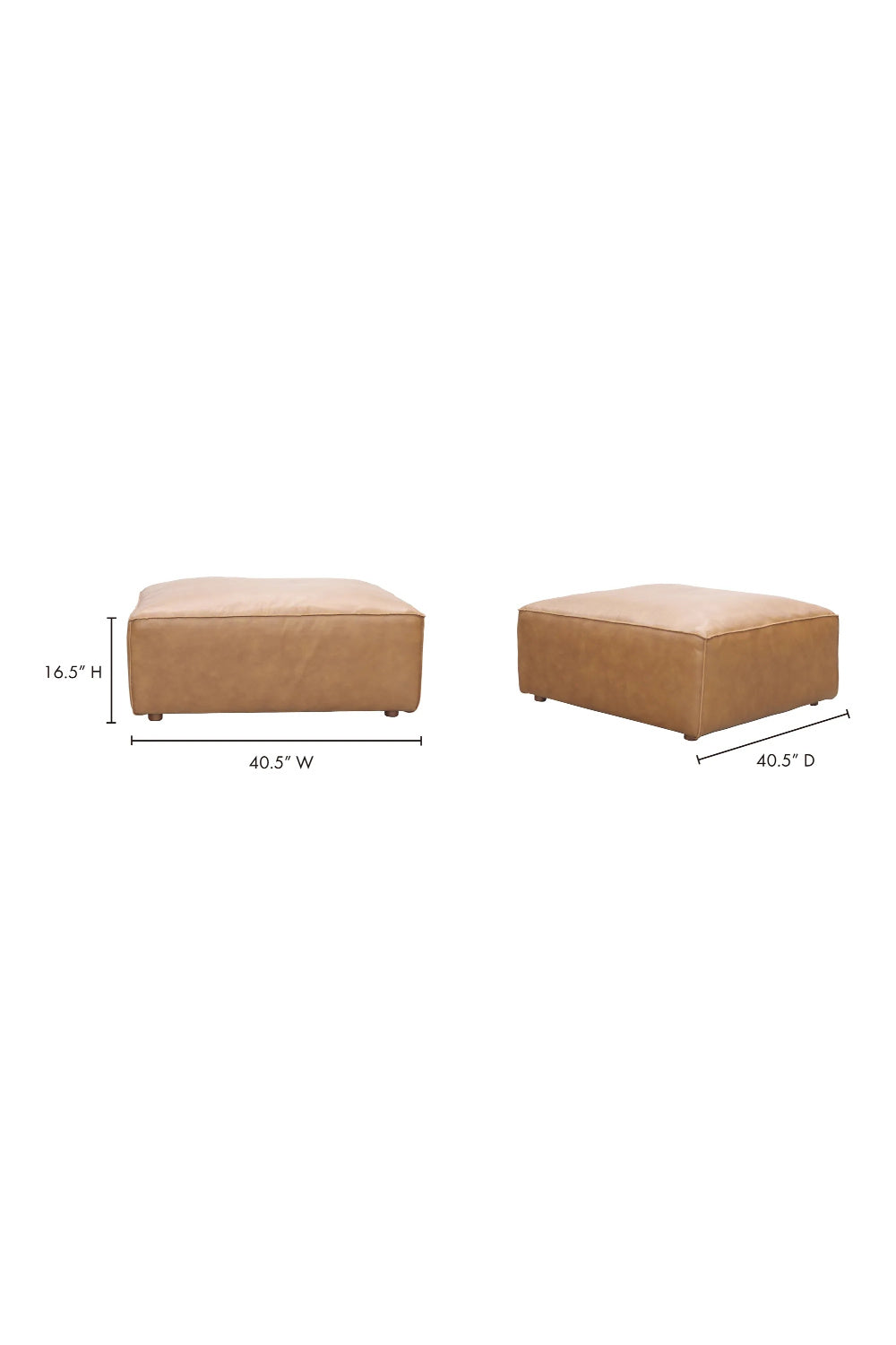Tan Leather Square Ottoman | Novi Living Form | Oroa.com