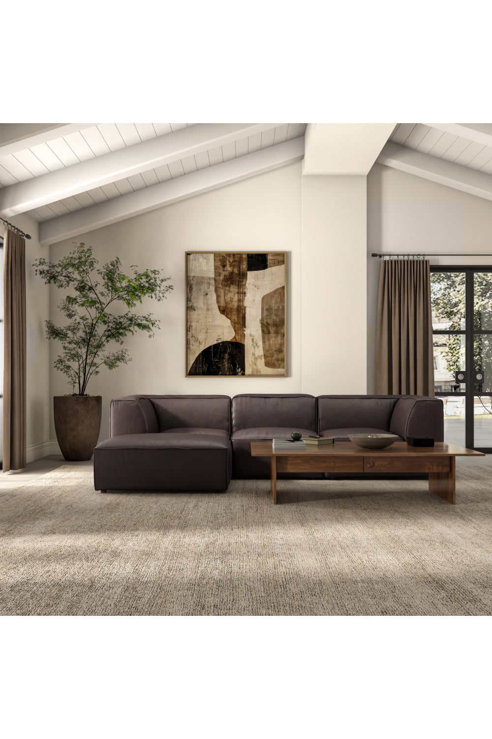 Modern European furniture - Top-Grain Leather Sectional Sofa - www.oroa.com