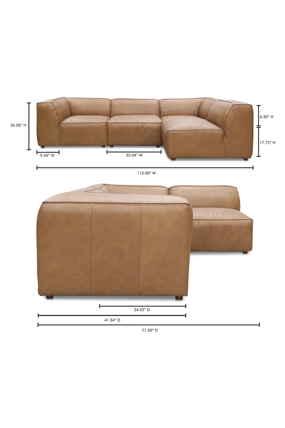 Modern European furniture - Top-Grain Leather Sectional Sofa - www.oroa.com