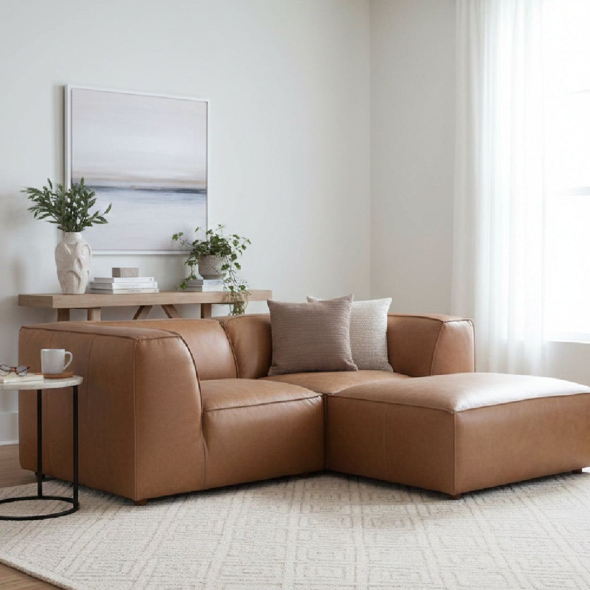Leather Modular Nook Sofa – Form – angled view