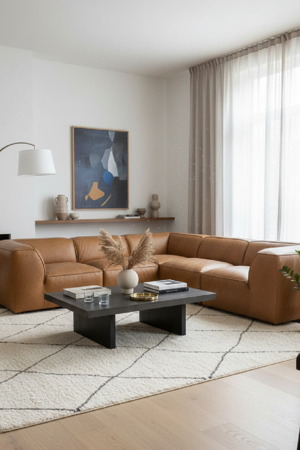 Modern European furniture - L-Shaped Leather Sectional Sofa - www.oroa.com