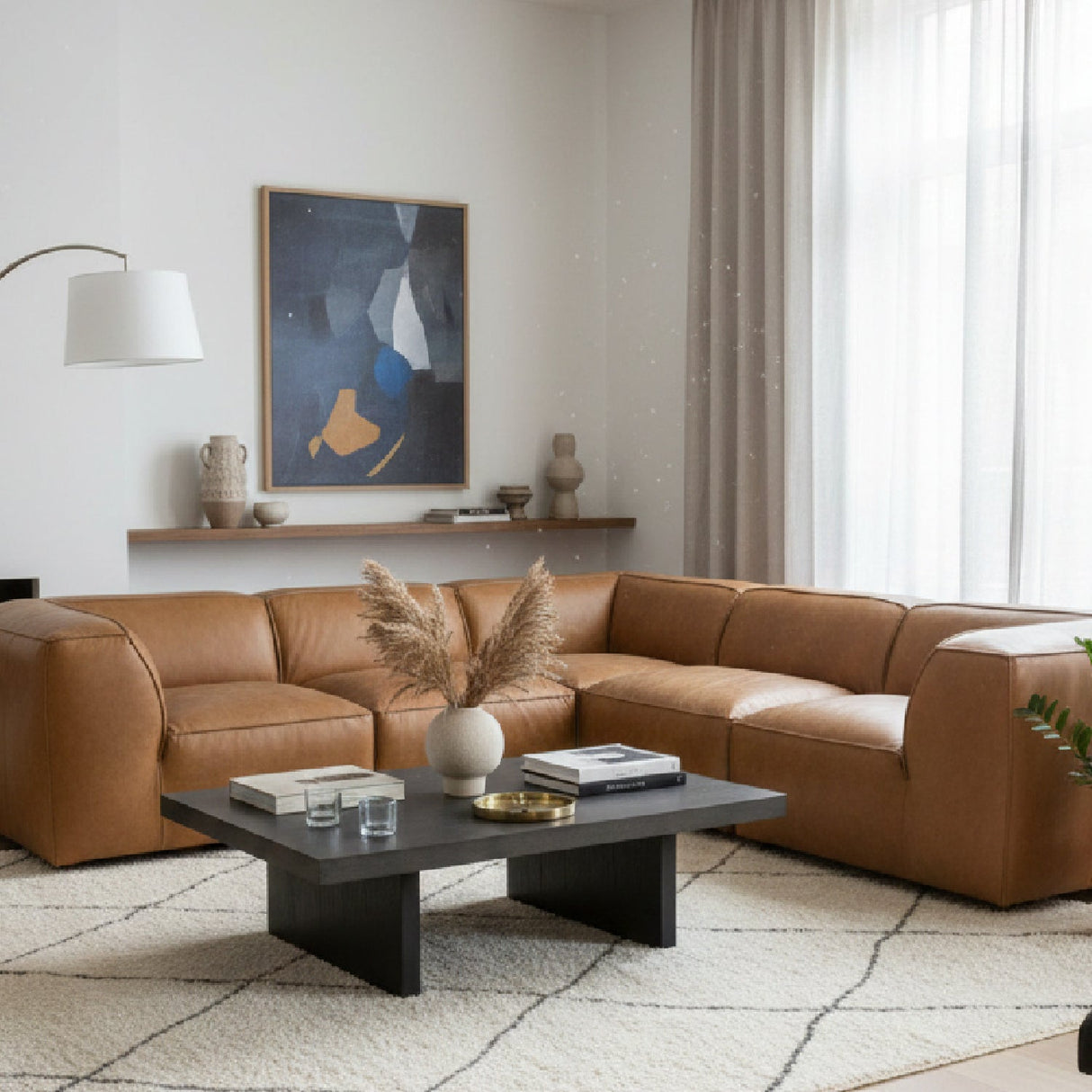 L-Shaped Leather Sectional Sofa – Form – angled view
