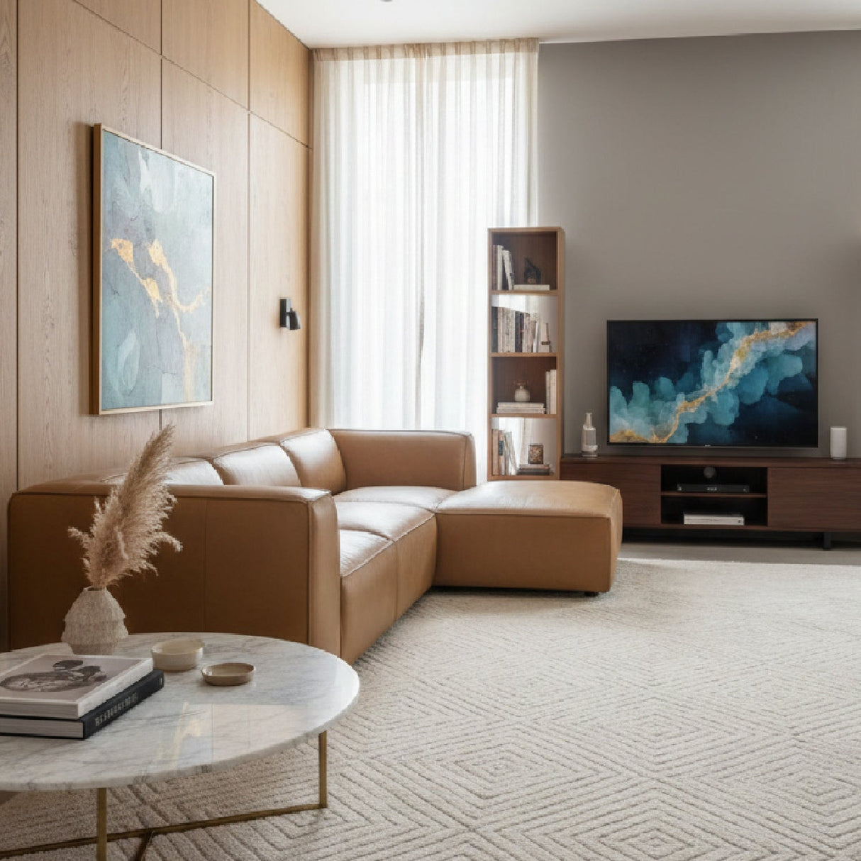 Leather Modular Sectional Sofa – Form – angled view