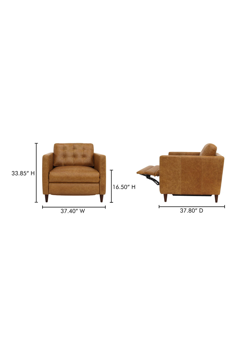 Mid-Century Leather Recliner Chair | Novi Living Bridgers Power | Oroa.com
