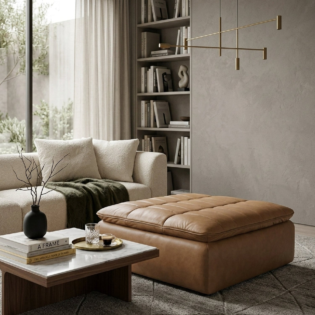 Modern European furniture - Grid Channeled Ottoman - www.oroa.com
