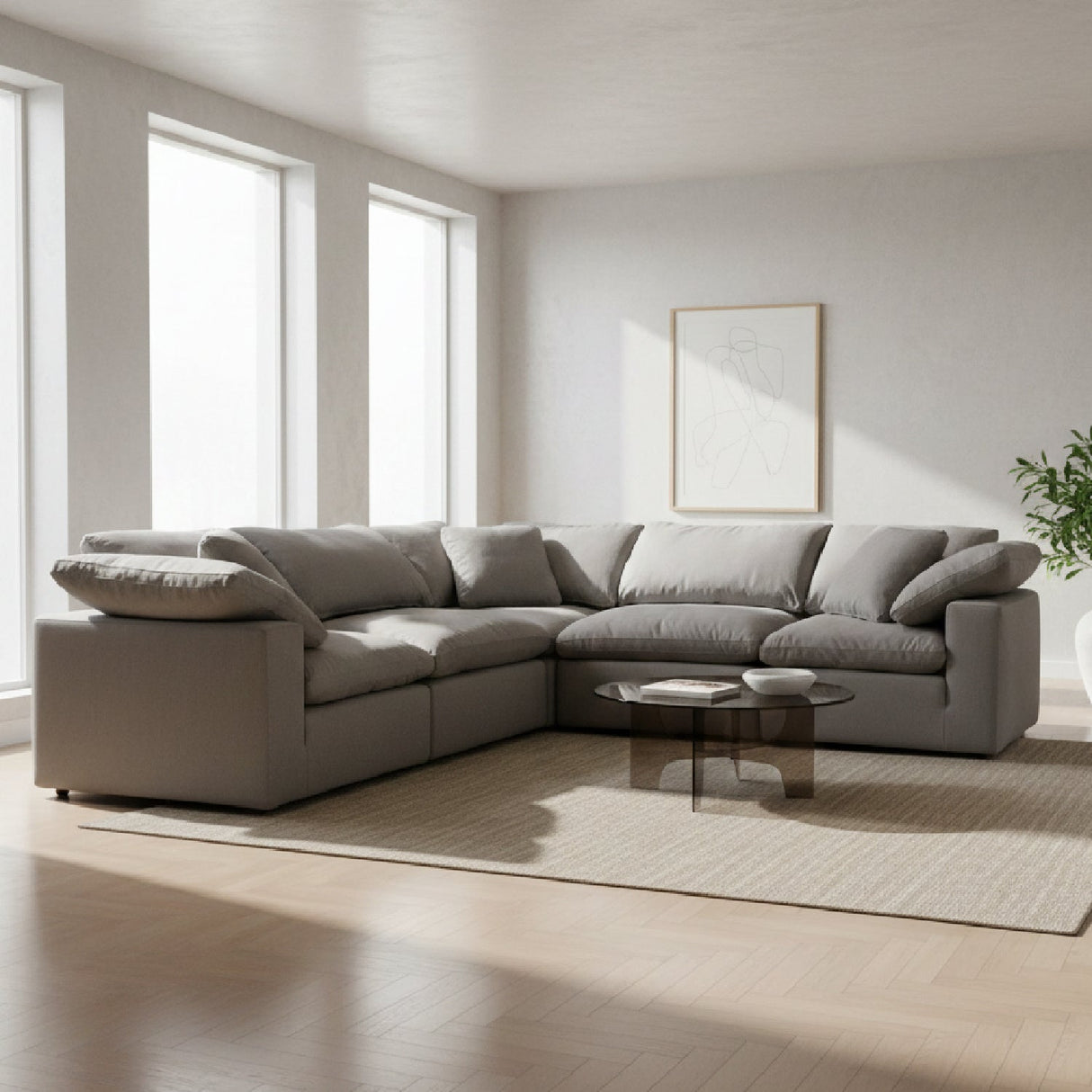 Modern European furniture - Fabric L-Shaped Modular Sofa - www.oroa.com