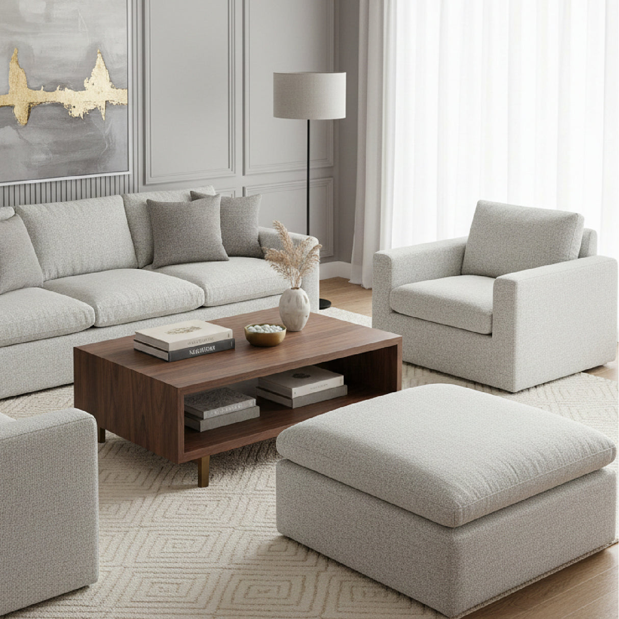 Square Modern Classic Ottoman | Novi Living Terra | Oroa.com