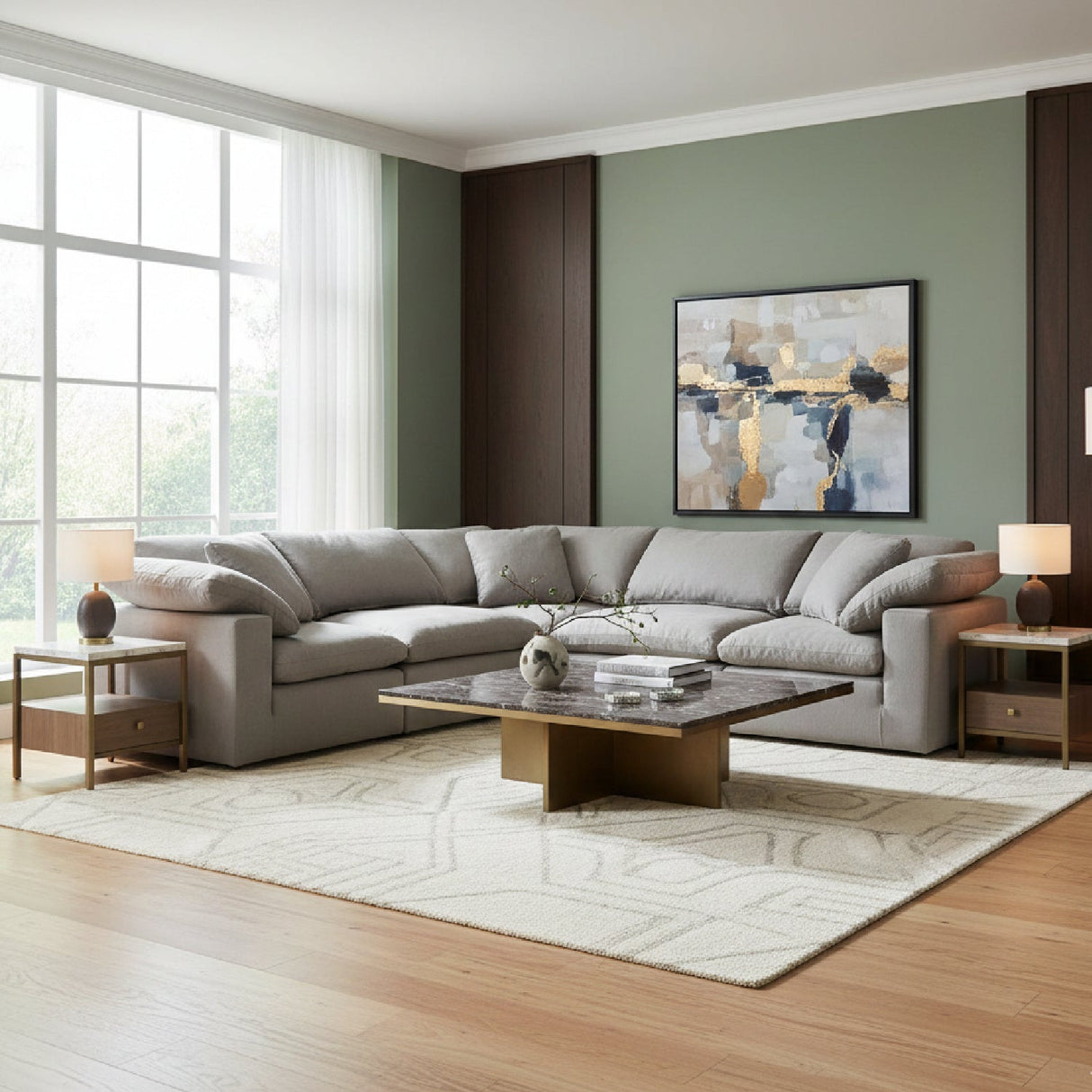 Modern European furniture - L-Shaped Modern Classic Modular Sofa - www.oroa.com