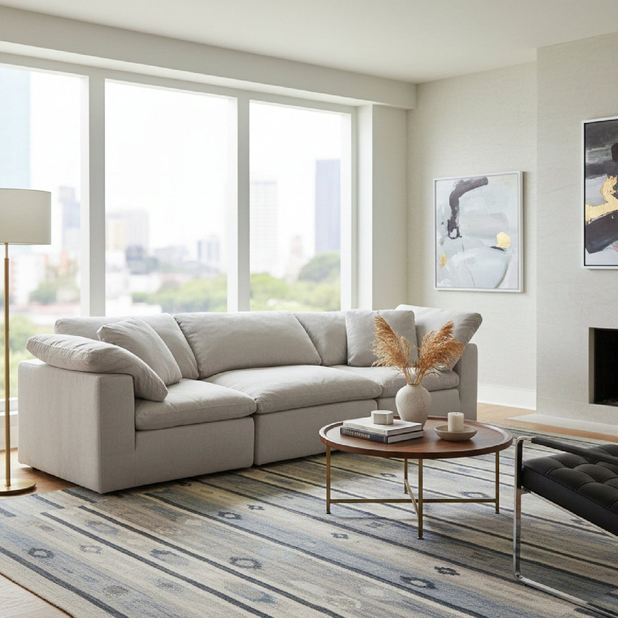 Modern European furniture - Fabric Upholstered Modular Sofa - www.oroa.com