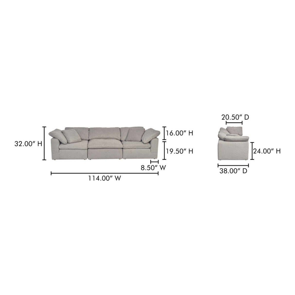 Modern European furniture - Thick Cushioned Modular Sofa - www.oroa.com